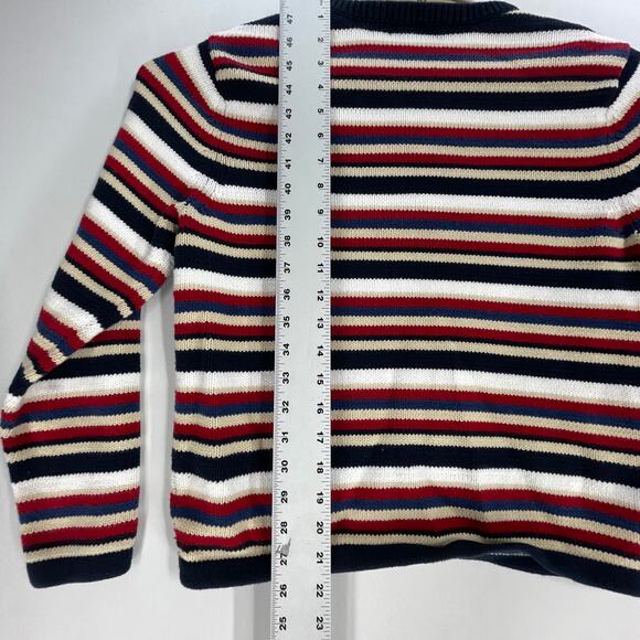 Charter Club Women Sweater Size L Red Blue Beige Striped 100% Cotton Preppy - Picture 4 of 6